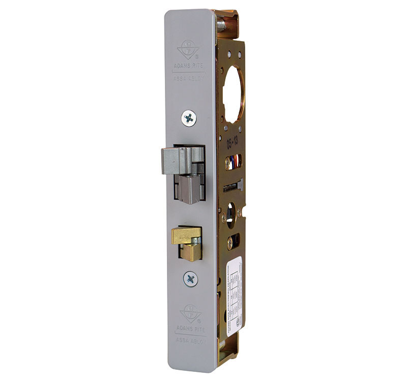 Door Electrified Deadlatch, 1-1/8" Backset, 4-5/8" Radius Strike, Dark Bronze Anodized Faceplate, For Aluminum Door