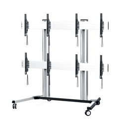 2X2 Display Station Mobile Monitor Wall, with Levelers, for Up to 55" Screens, Ships with Power S...