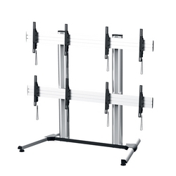 2X2 Display Station Mobile Monitor Wall, with Casters, for Up to 55" Screens, Ships with Power Strip