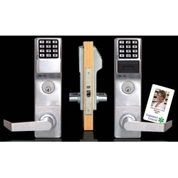 Door Lock, Digital, Mortise, Right Hand, 300 User Code, 1-3/8 to 1-7/8" Door Thickness, Satin Chrome Plated, With Straight Lever Trim, Cylinder, For Classroom