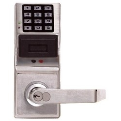 Door Lock, Prox, Digital, Interchangeable Core, Non-Handed, 2000 User Code, 1-5/8 to 1-7/8" Door Thickness, Satin Chrome Plated, With Straight Lever Trim, Cylinder