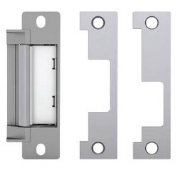 10530601Door Electric Strike, 12/24 VDC, 0.12A, 3000 Lb Static Load, Satin Stainless Steel, With Faceplate, For Cylindrical and Mortise Lock