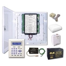Security and Automation Control System Kit, Includes M1 Gold Control Board, M1KP2 LCD Keypad, Enclosure, Battery, AC Transformer, Speaker, Telco Jack, Surge Protector, 14" Can
