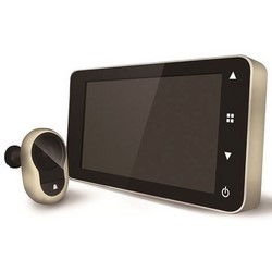 Digital Door Viewer, Basic, AA Battery, 0.3 MP Still Camera, 4.3" LCD Screen, 5.47" Length x 0.78" Width x 3.15" Height, Aluminum, With Bell