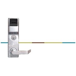 Door Lock, Prox, Mortise, Left Hand, 2000 User Code, 1-3/8 to 1-7/8" Door Thickness, Satin Chrome Plated, With Straight Lever Trim, Cylinder, For Classroom