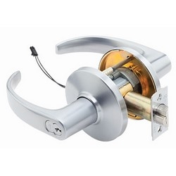 Electrified Lock, Electrically Unlocked, Curved Return, 7-Pin, 24 Volt DC, 3-1/2" Convex Trim, 4-7/8" ANSI Strike, Satin Chrome