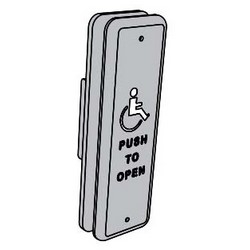 Automatic Door Operator Push Plate, 1-1/2" x 4-3/4" Jamb Mount, With Logo, For 8200 Series Electr...