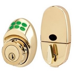 Electronic Keypad Deadbolt, Keyed Different, Polished Brass, With Schlage C Keyway, 2 each per Box