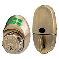 Electronic Keypad Deadbolt, Keyed Different, Antique Brass, With Kwikset Keyway, Box Pack