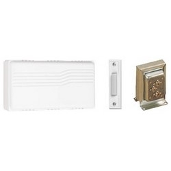 Door Chime Kit, With White Chime Base, (2) Unlighted 66 Watt White Pushbutton, 16 Volt AC, 10 VA ...