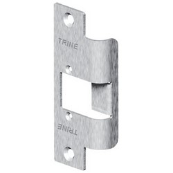 Door Electric Strike Faceplate, Left Handed, 1-1/4" Width x 1" Depth x 4-7/8" Height, 3/16" Centerset Offset, Satin Stainless Steel, For Wood Frame, 3000 Series Electric Strike