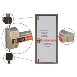 Exit Control Lock Deadbolt, Battery Alarmed, Rugged, 2-Point, Top and Bottom, Gray, With 100 dB Alarm and 9 Volt Battery, For 36 to 48" Width Door