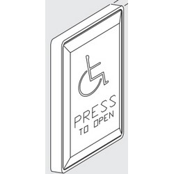 Door Wall Switch, Hard Wired, Tamper-Resistant, 6" Square Plate, PRESS TO OPEN Legend, With Black...