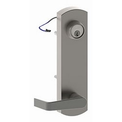 Door Cylinder Lock Trim, Mortise, Withnell Lever, Fall Safe Electric, 10.75" Length x 2.75" Width, Satin Chrome