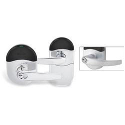 Wireless Electronic Door Lock, Sparta Lever, 2-3/4" Backset, 1-3/16" Length Lip, Bright Chrome, With Deadlatch, Without 6-Pin FSIC Cylinder