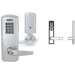 Wireless Mortise Lock, Addison, Right Hand, Sparta Lever, 1-3/16" Length Lip, 1-3/4" Door Thickness, Satin Chrome, With Pushbutton, LED, Without SFIC Cylinder