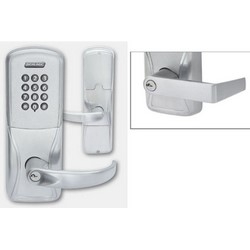 Electronic Door Lock, Cylindrical Chassis, Right Hand, Rhodes Lever, Satin Chrome, Without Reader, 6-Pin Cylinder, For Apartment