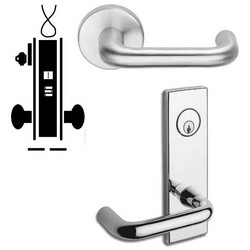 Door Mortise Lock, Keyed, Electrically Unlocking, 12/24 Volt DC, 2-13/16" Depth Lever, Request-To-Exit, Satin Chrome, With N Escutcheon, Without Cylinder, For Storeroom