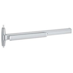 Door Exit Device, Grooved, Surface Mount Vertical Rod, Quiet Electric Latch, Latchbolt Monitoring, Request-To-Exit, Exit Only, Dull Chromium, For 4’ x 7’ Door
