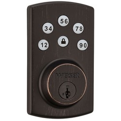 Electronic Deadbolt, Powerbolt, Smartkey, Radius Corner Strike/Adjustable Latch, Venetian Bronze, Visual Pack