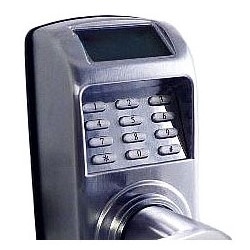 Access Control Pin Lock, Battery Operated, Grade 2 Tubular, Lever Handle, 1-1/2" Width x 3" Depth x 10" Height, Satin Chrome