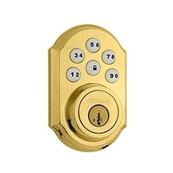Door Lock Deadbolt, Polished Brass, For Z-Wave Kwickset Door Lock