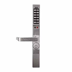 Door Lock, Digital, Narrow Stile, Non-Handed, 2000 User Code, 1-3/4" Door Thickness, Satin Chrome Plated, With Knob Trim, Cylinder, For 4070, MS1850S, MS1950, MS1950-050 Adams Rite