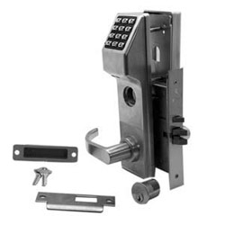 Door Lock, Prox, Digital, Mortise, Right Hand, 2000 User Code, 1-3/8 to 1-7/8" Door Thickness, Satin Chrome Plated, With Straight Lever Trim, Cylinder, For Classroom