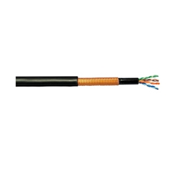 Copper Cable, 12 Pair, 24 AWG, CUPIC-F Exchange Cable, Solid Annealed Copper, Corrugated 5 mil Copper Tape Shield, Low Risk Direct Burial or Lashed Aerial, PE Black Jacket, 5000 FT Reel