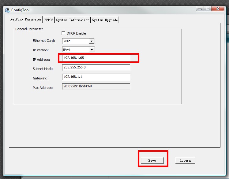 ConfigTool IP Address