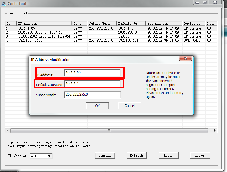 IP address modification