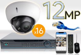 16 CH NVR with 16 4K 12MP Dome Cameras 4K Kit for Business Professional Grade FREE 1TB Hard Drive