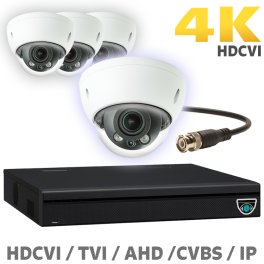 8 CH XVR with 4 4K 8MP Starlight Motorized Zoom Dome Cameras UHD Kit for Business Professional Grade FREE 1TB Hard Drive