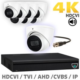 16 CH XVR with 8 4K 8MP Starlight Audio Turret Dome Cameras UHD Kit for Business Professional Grade FREE 1TB Hard Drive