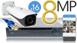 16 CH NVR with 16 4K 8MP Bullet Cameras 4K Kit for Business Professional Grade FREE 1TB Hard Drive