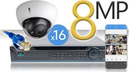 16 CH NVR with 16 4K 8MP Dome Cameras 4K Kit for Business Professional Grade FREE 1TB Hard Drive