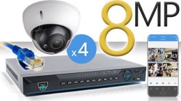 8 CH NVR with 4 4K 8MP Dome Cameras 4K Kit for Business Professional Grade FREE 1TB Hard Drive