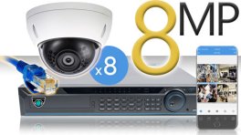 16 CH NVR with 8 4K 8MP Mini Dome Cameras 4K Kit for Business Professional Grade FREE 1TB Hard Dr...