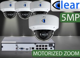 8 CH NVR with (4) IPX12 5 Megapixel, 3.6-10mm Motorized Lens, 30m IR, H.265, CVBS (BNC) Optional,...