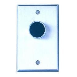 CM-7000BLE Camden Recessed Button, Single Gang Faceplate, Spring Return, N/O, Momentary, Black Pushbutton, EXIT engraved (in white) 