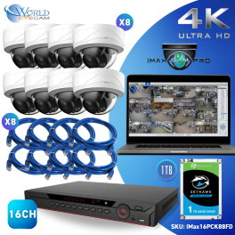 16CH NVR & 8 HD Megapixel Lite IR Fixed Focal Dome Network Camera Kit