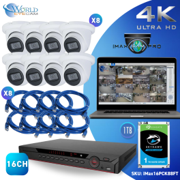 16CH NVR & 8 HD Megapixel Lite IR Fixed Focal Turret Network Camera Kit