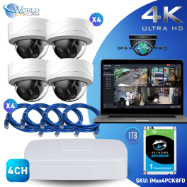 4CH 4 PoE NVR & 8 HD Megapixel Lite IR Fixed Focal Dome Network Camera Kit