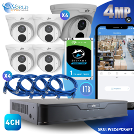 4CH 4PoE NVR & 4 HD Megapixel Eyeball Network Security Camera Kit