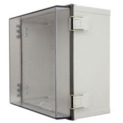 12"x12"x6" Poly Enclosure with Clear Door, Latch Lock, 3 RPSMA Holes