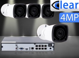 8 CH NVR with (4) IPX1 4 Megapixel, 3.6mm Lens, 30m IR, H.265, CVBS (BNC) Optional, Network IP Bullet Camera 