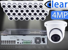 32 CH NVR with (32) IPX2 4 Megapixel, 3.6mm Lens, 30m IR, H.265, CVBS (BNC) Optional, Network IP Dome Camera, & 16 Channel POE Switch 