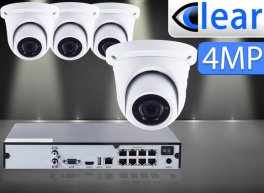 8 CH NVR with (4) IPX2 4 Megapixel, 3.6mm Lens, 30m IR, H.265, CVBS (BNC) Optional, Network IP Dome Camera