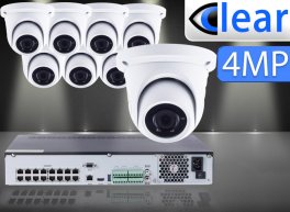 32 CH NVR with (8) IPX2 4 Megapixel, 3.6mm Lens, 30m IR, H.265, CVBS (BNC) Optional, Network IP Dome Camera 