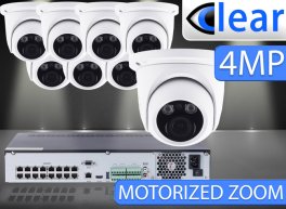 32 CH NVR with (8) IPX5 4 Megapixel, 3.3-12mm Motorized Lens, 30m IR, H.265, CVBS (BNC) Optional,...